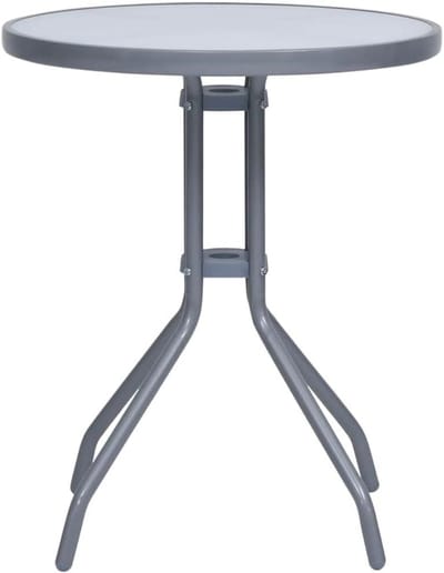 Ronde tuintafel - Glazen tafel buiten - Terras decoreren - Onderhoudsvriendelijk staal - 60 cm diameter - Lichtgrijs