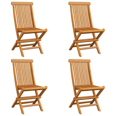 vidaXL - Inklapbare - stoelen - 4 - st - met - crèmewitte - kussens - massief - teakhout