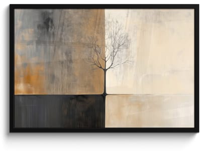 Poster in lijst - Fotolijst 90x60 cm - Posters - Boom - Vlakken - Takken - Kleurverloop - Posterlijst zwart - Decoratie - Wanddecoratie woonkamer - Muurdecoratie slaapkamer