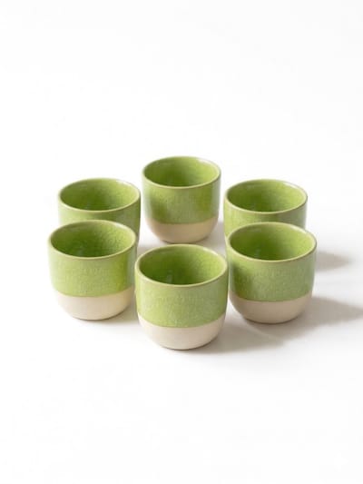 Proefer 6x Groen Keramieken Koffiekopjes & Theekopjes – 150ml – Steengoed Kopjes met Glazuur – Vaatwasser- & Magnetronbestendig – Moderne Koffie Kopjes