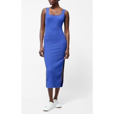 French Connection Textured Square Neck Maxi Dress Royal Blue Size: 14 | Midi Dresses Outlet | Dames | Blauw