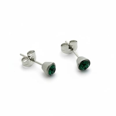 Aramat Jewels | Oorbellen | Groene Kristal Stalen Oorbellen | | | |5mm | Staal | Kinderen, Volwassenen | Verkleurd niet