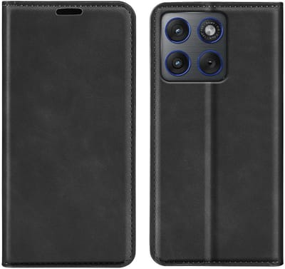 MobyDefend Hoesje - Geschikt voor Motorola Edge 70 - Luxe Wallet Bookcase (Magnetische Sluiting) - Zwart