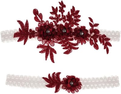Bruidskousenband - Bruiloft accessoire - Bruiloft versiering - Handgemaakt met steentjes - 2 stuks - Wit