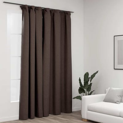 vidaXL - Gordijn - linnen-look - verduisterend - met - haken - 290x245 - cm - taupe