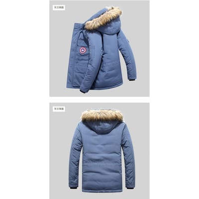Winter Heren Grote Maat Katoen Gevoerde Jas Lange Casual Jas Winddicht Warm Katoen Gevoerde Jas Trend 6XL blue