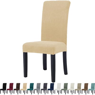 Stoelhoes Eetstoelhoezen 2 Stuks, Universele Stoelhoezen Moderne, Elastische Stoelbeschermer Verwijderbare Wasbare voor Eetkamer,Hotel,Banket,Bruiloft,Feest, Beige