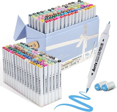 Alcohol Markers - Alcohol Markers Set - 90 Kleuren - Dubbelzijdig (Borstel & Fijn) - Hoogwaardige Inkt - Voor Kunstenaars