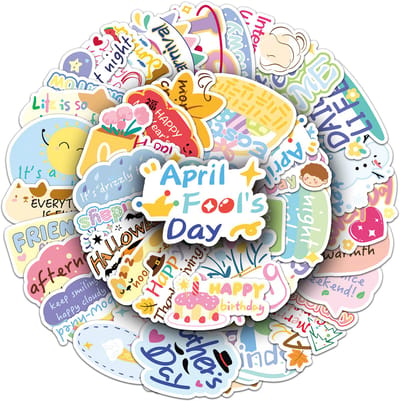 Ainy Seasonal Vibes Stickers 50 stuks voor bullet journal, fotoalbum, wenskaarten, laptop, telefoon, waterfles, ook geschikt als muursticker, geschenksticker, skateboard Stickers, graffiti stickers, stickervellen voor kinderen en volwassenen