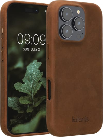 kalibri leren hoesje geschikt voor Apple iPhone 16 Pro - hardcover beschermhoes - bruin