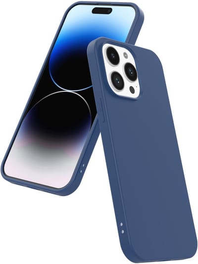 Smartphonica Siliconen hoesje voor iPhone 14 Pro Max case met zachte binnenkant - Donkerblauw geschikt voor iPhone 14 Pro Max