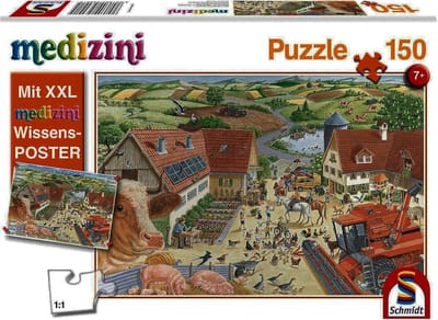Kinderpuzzel Boerderij - Legpuzzel 150 - Ontdekken en Leren - Inclusief Poster - 43 x 29 cm