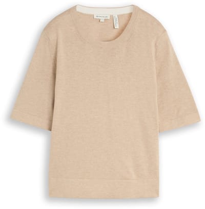 Tom Tailor - Gebreide trui met zijde - Maat XXL - gravel beige melange