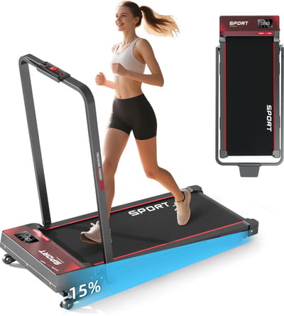 Loopband - Inklapbaar met 15% Elektrische hellingsverstelling - 1-12 km/u - Hardloopband - voor thuis & kantoor - Wandelband - Treadmill - Afstandsbediening - Veiligheidssleutel - Tablet-/telefoonhouder.