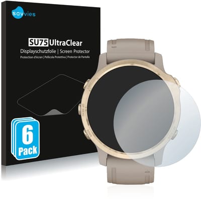 Savvies - Screenprotector voor Garmin Fenix 6S Pro Solar - Folie Beschermfolie transparant 6 Stuks