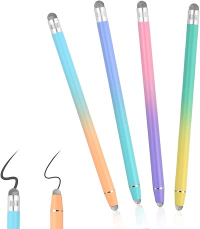 Universele tablet-stylus Geschikt voor touchscreen, 4 stylussen, 2-in-1 capacitieve touch-stylus, touchpen Geschikt voor Android/iOS-smartphones, tablets