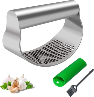 Famanu – Aluminium knoflookpers – compacte pers voor knoflook en gember – stevig en lichtgewicht