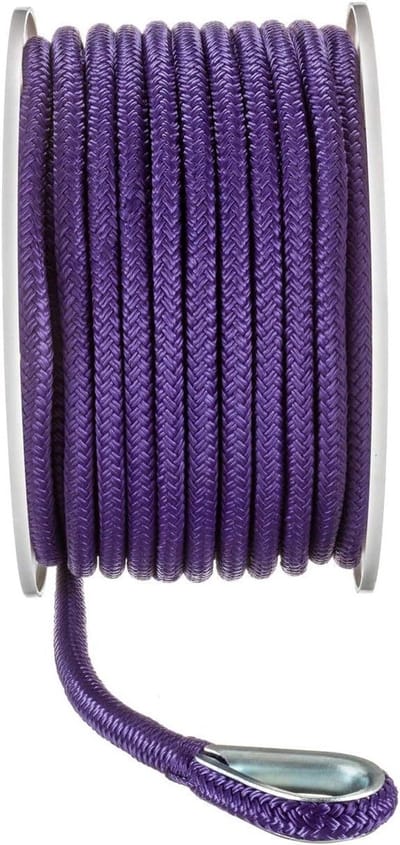 Seachoice Boot anker touw, dubbele vlecht, nylon, achor lijn, 3/8 inch X 100 ft, paars