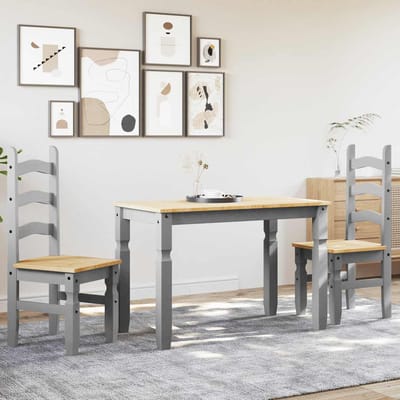 vidaXL - 3-delige - Eetset - Panama - massief - grenenhout - grijs