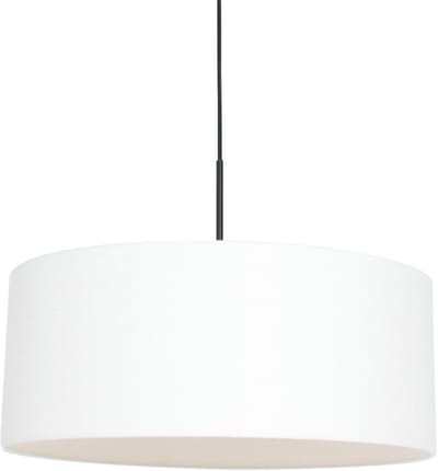 Zwarte hanglamp Sparkled Light 8154ZW 50cm met wit grof linnen kap, in hoogte verstelbaar, van metaal en textiel, merk Steinhauer, voor binnen gebruik
