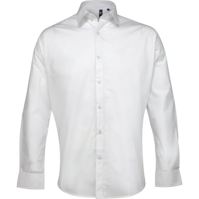 Premier Supreme Heavier Weight Poplin Werkshirt met lange mouwen (Wit)