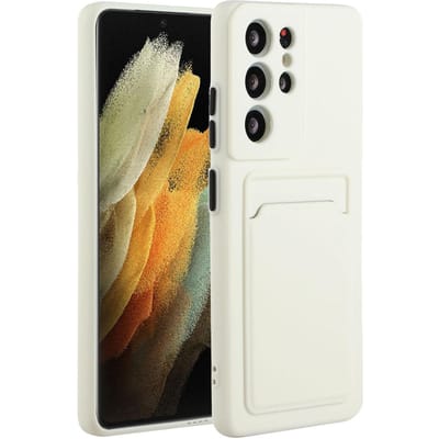 Kaartsleuf Bag Holder Telefoonhoesje Voor Samsung Galaxy S26 S25 Ultra Plus S24 FE S23 A16 A55 A54 A53 A36 A56 A07 Kaarthouder Cover For S21 Plus ivoor