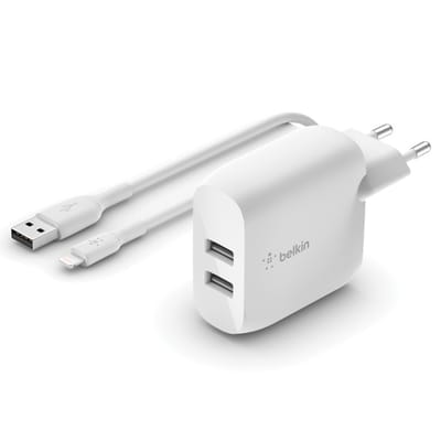 Belkin Boost↑Charge™ Dual USB Wall Charger + Lightning kabel - 24W - Wit