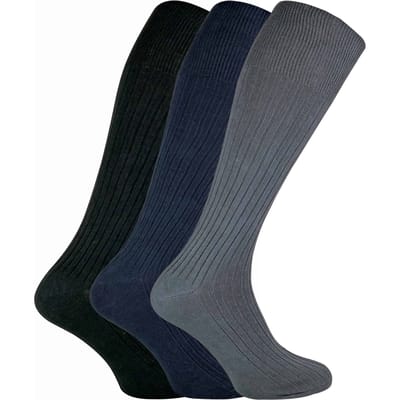 Sock Snob 3 paar kniehoge herensokken van 100% katoen - Zwart / Marine / Grijs