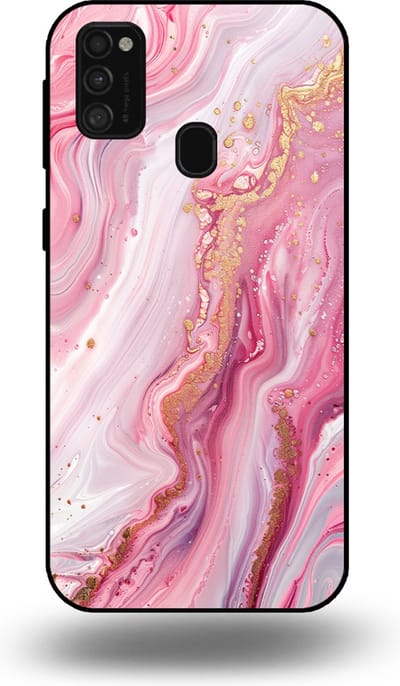 Smartphonica Telefoonhoesje geschikt voor Samsung Galaxy M21 met marmer opdruk - TPU backcover case marble design - Roze geschikt voor Samsung Galaxy M21
