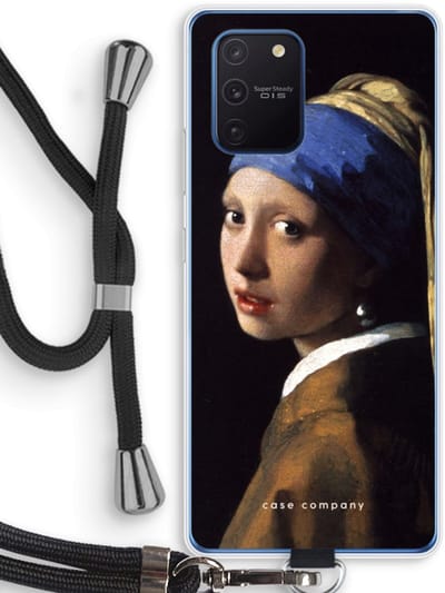 Case Company® - Hoesje met koord geschikt voor Samsung Galaxy Note 10 Lite hoesje met Koord - The Pearl Earring - Telefoonhoesje met Zwart Koord - Bescherming aan alle Kanten en Over de Schermrand