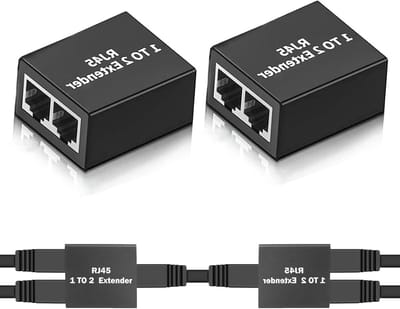 Ethernet Splitter - Netwerk Adapter - Netwerk Uitbreiden - 1 naar 2 Poorten - 2 Stuks - Zwart