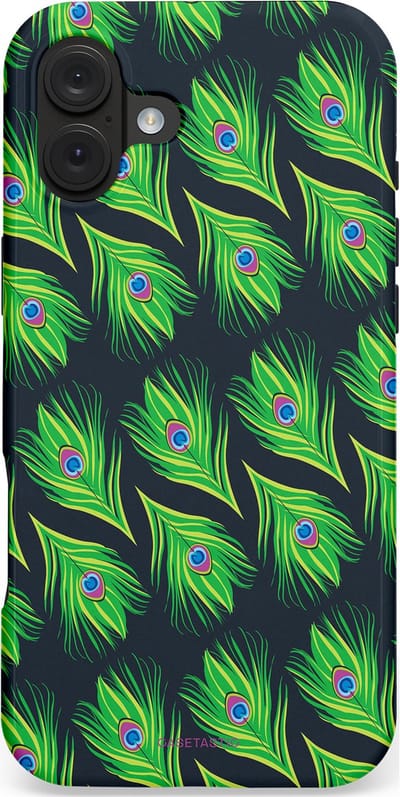 Casetastic hoesje geschikt voor Apple iPhone 16 Plus - MagSafe - Dubbellaagse bescherming - Veren van verleiding - Fashion Case - Groen Zwart
