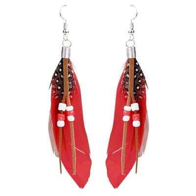 Jomide Oorhangers Boho Veren - Rood