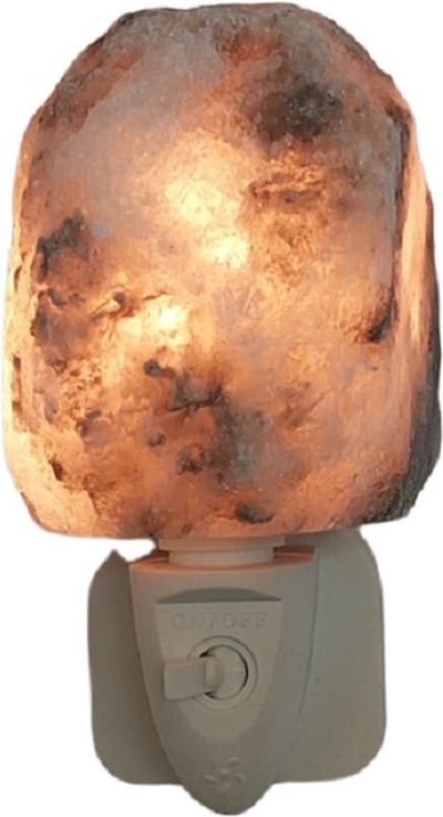 Himalaya zoutkristal nachtlampje 'rots' grijs-zwart -Selnature- ! GRATIS VERZENDING ! (incl. LED lampje + adapter voor elk stopcontact)