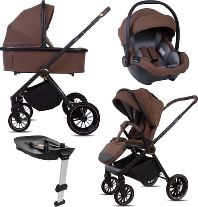 BabyLux® Kinderwagen 4in1 Set CASTOR, Opvouwbare Lichtgewicht Combi Kinderwagenset Incl. Reiswieg, Buggy, I-Size Kinderzitje, Autostoel, 4 Verstelbare Standen, 0-22kg, Uv-Bescherming 50+