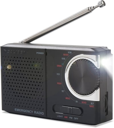 Caliber Noodradio - Radio op Batterijen - Draagbare Radio - Met Zaklamp - Zwart