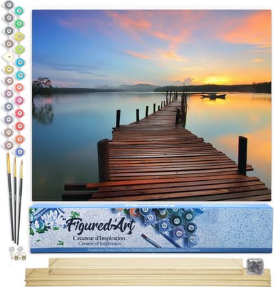 Figured'Art Schilderen op Nummer Volwassenen canvas Pad op het water - Handwerk acrylverf Kit DIY Compleet - 40x50cm met DIY houten lijst