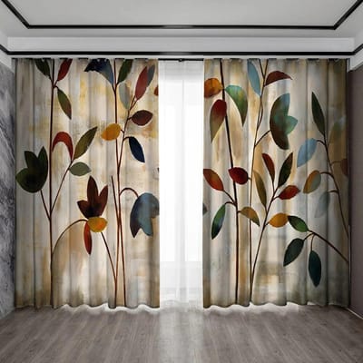 2PC Home Decoration Gordijnen, Verschillende Bloemen Bedrukking Gordijnen, Geschikt Voor Mijn Koffiehuis, Woonkamer, Studeerkamer Boerderij In De Uitverkoop W70xH160(CM)x2PCS-Rod pocket