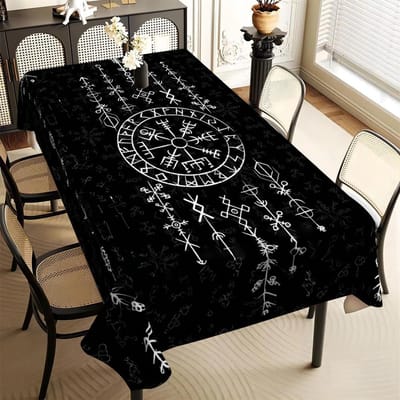 Viking Mystieke Rune Rechthoekige Tafelkleed Tafeldecoratie Herbruikbaar Scandinavische Keuken Eettafelkleed Feestdecoratie 100x160cm