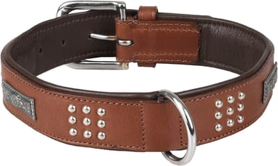 Flamingo Sedona Gevoerd;gevuld - Halsband Honden - Halsband Sedona Leder+fitting Bruin L 43-50cm 37mm - 1st - 128565 - 1st