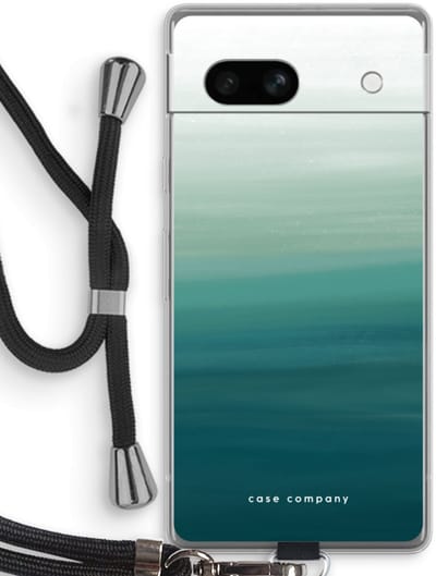 Case Company® - Hoesje met koord geschikt voor Google Pixel 7A hoesje met Koord - Ocean - Telefoonhoesje met Zwart Koord - Bescherming aan alle Kanten en Over de Schermrand