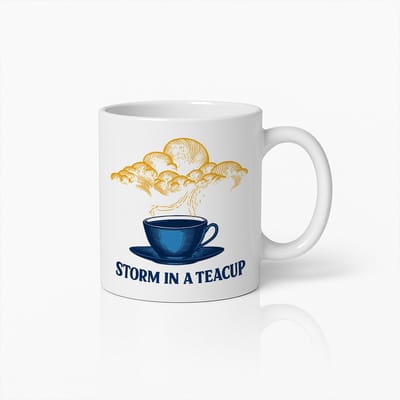 Storm in een Theekopje Mok 330ml – Grappige Koffiebeker met Wolk Design – Uniek Cadeau voor Thee & Koffie Liefhebbers