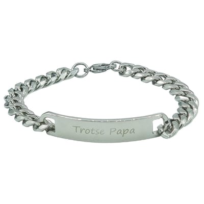 Stalen armband voor vader / vaderdag - met tekst "Trotse Papa" - L 22 cm B 9 mm - Topkwaliteit