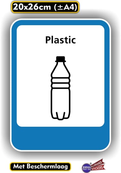 Jerma - Plastic - Recycling - Sticker - 20 x 26 cm - Vinyl - Weerbestendig - Zelfklevend - Krasvrij