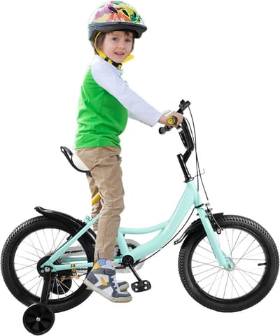 Kinderfiets 16 inch - Jongens Meisjesfiets - Leren Fietsen - Inclusief Zijwielen - Verstelbaar Zadel - Groen