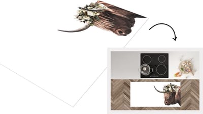 Keukenloper - Loper keuken - Schotse hooglander - Dieren - Bloemen - 120x60 cm - Keukenloper vinyl