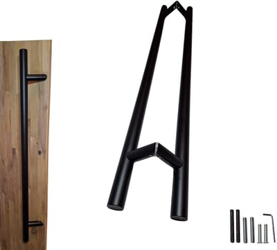 Hoexs Dubbele Deurgrepen - 90 cm – Set van 2 – 45° - RVS – Hartafstand 70 cm - incl. bevestigings materialen