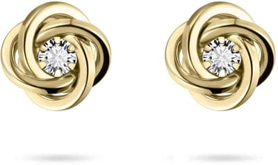 Jewels Inc. - Oorbellen - Oorstekers  - Roos Vorm Gezet met Zirkonia Steen - 9mmØ - 14 Karaat Geelgoud