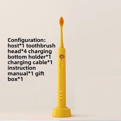 Kindertandenborstel Elektrisch Schattige Cartoon Zachte Haren Slimme Timer Sonisch Opladen Cadeau black