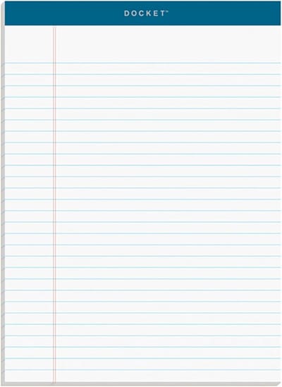 Tops Docket schrijfblokken, 8-1/2" x 11-3/4", wettelijke regel, wit papier, 50 vellen, 12 stuks (63410)